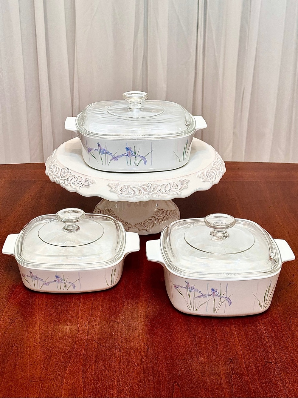Vintage Corningware Shadow Iris 7-Piece Casserole Set, 2L • 1.5L • 1L